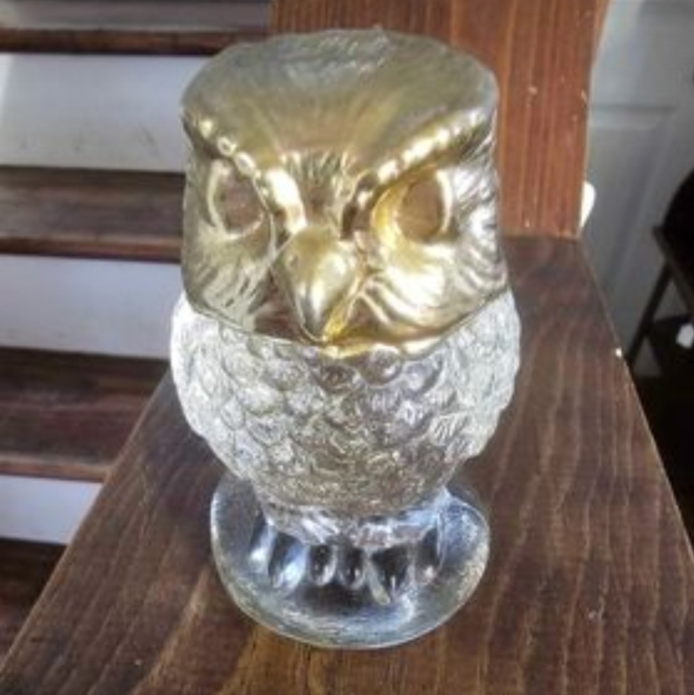 Vintage art glass owl paperweight